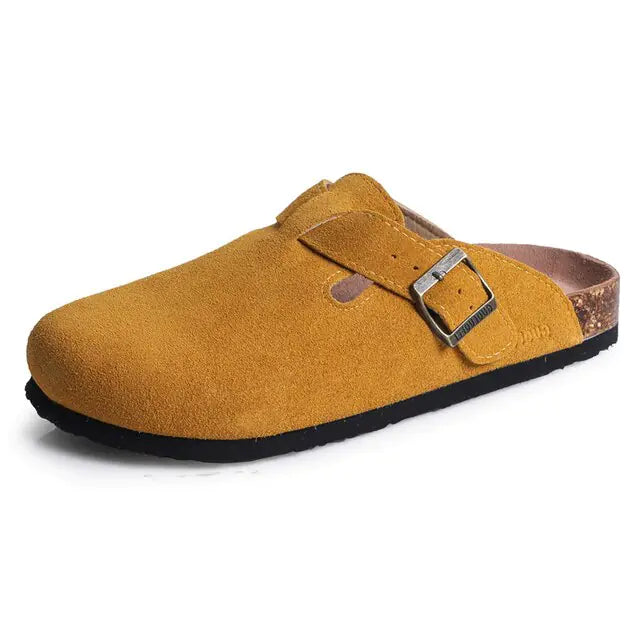 SoftSteps™ - Summer Suede Cork Clogs with Adjustable Buckle