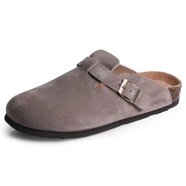 SoftSteps™ - Summer Suede Cork Clogs with Adjustable Buckle