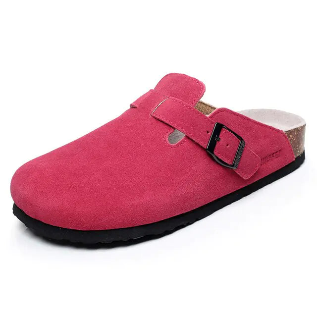 SoftSteps™ - Summer Suede Cork Clogs with Adjustable Buckle