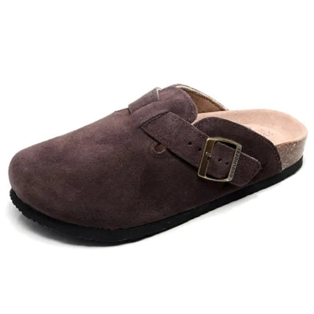 SoftSteps™ - Summer Suede Cork Clogs with Adjustable Buckle