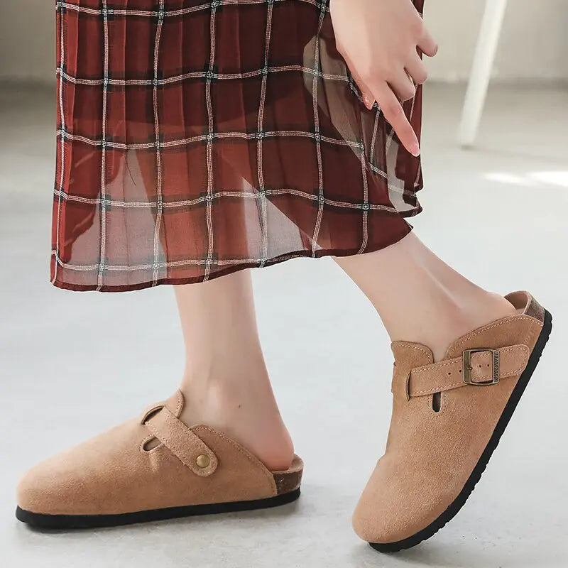 SoftSteps™ - Summer Suede Cork Clogs with Adjustable Buckle