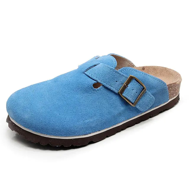 SoftSteps™ - Summer Suede Cork Clogs with Adjustable Buckle