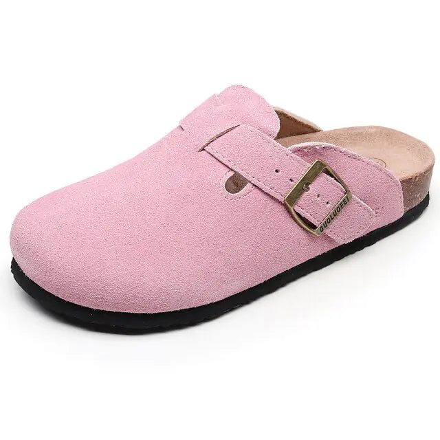 SoftSteps™ - Summer Suede Cork Clogs with Adjustable Buckle