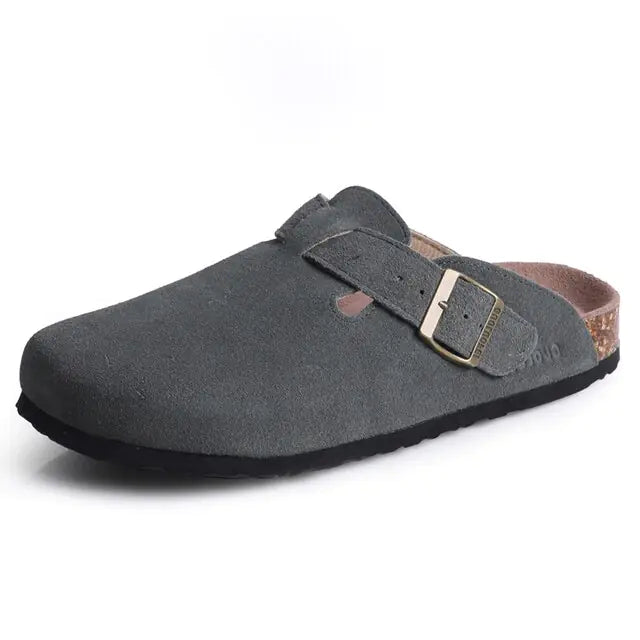 SoftSteps™ - Summer Suede Cork Clogs with Adjustable Buckle