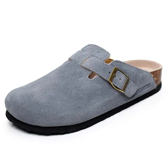 SoftSteps™ - Summer Suede Cork Clogs with Adjustable Buckle