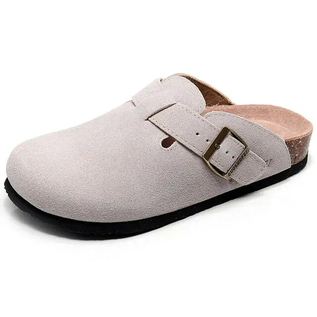 SoftSteps™ - Summer Suede Cork Clogs with Adjustable Buckle