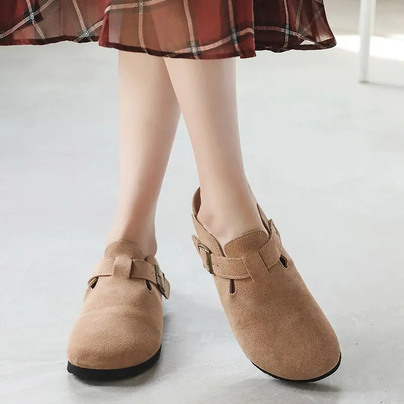 SoftSteps™ - Summer Suede Cork Clogs with Adjustable Buckle