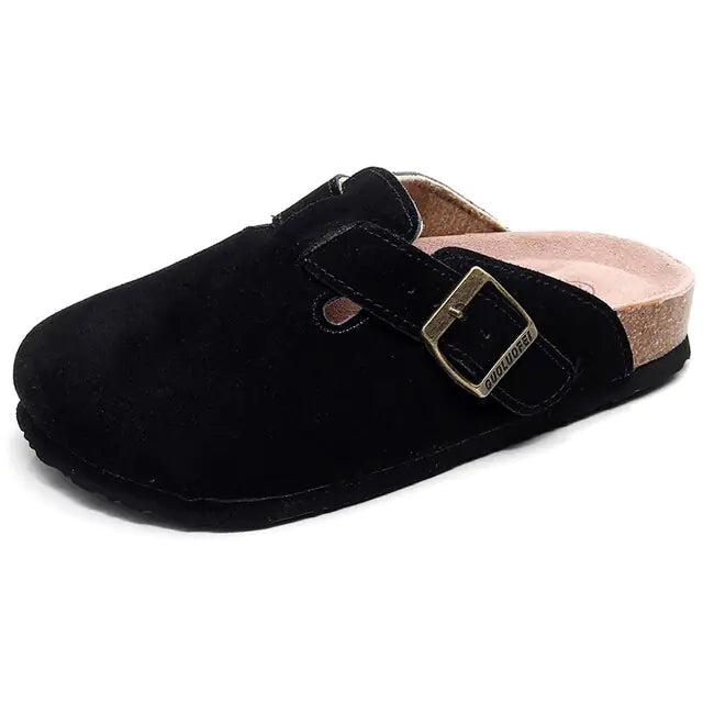 SoftSteps™ - Summer Suede Cork Clogs with Adjustable Buckle